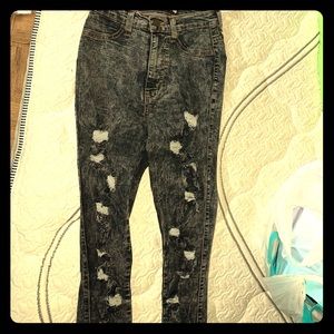 High waisted ripped skinny jeans